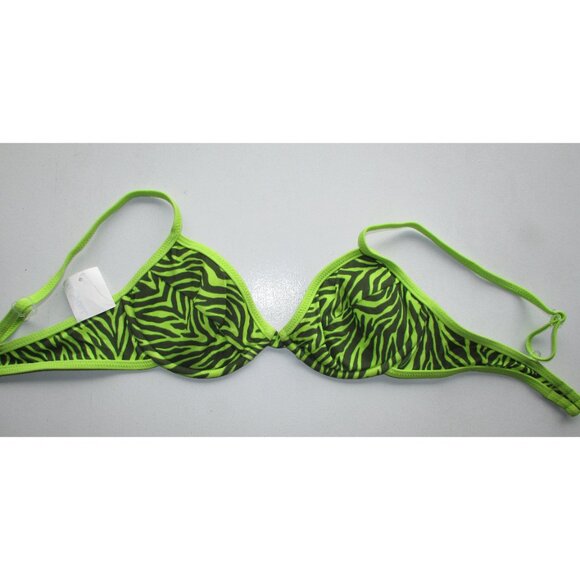 Malibu Lime Green Zebra Print Bikini Top - Small - NEW - Picture 1 of 4